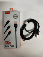 Кабель Mietubl MTB-DCUF03 USB-Type-C 60W 3A 1м Braided Black