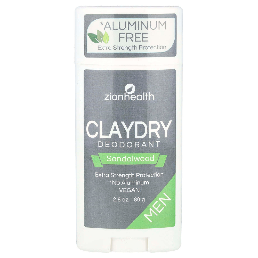 Zion Health, Men, ClayDry, дезодорант для мужчин, сандаловое дерево, 80 г (2,8 унции)