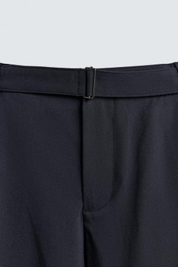 ZARA БРЮКИ RELAXED FIT С РЕМНЕМ, МОРСКОЙ СИНИЙ