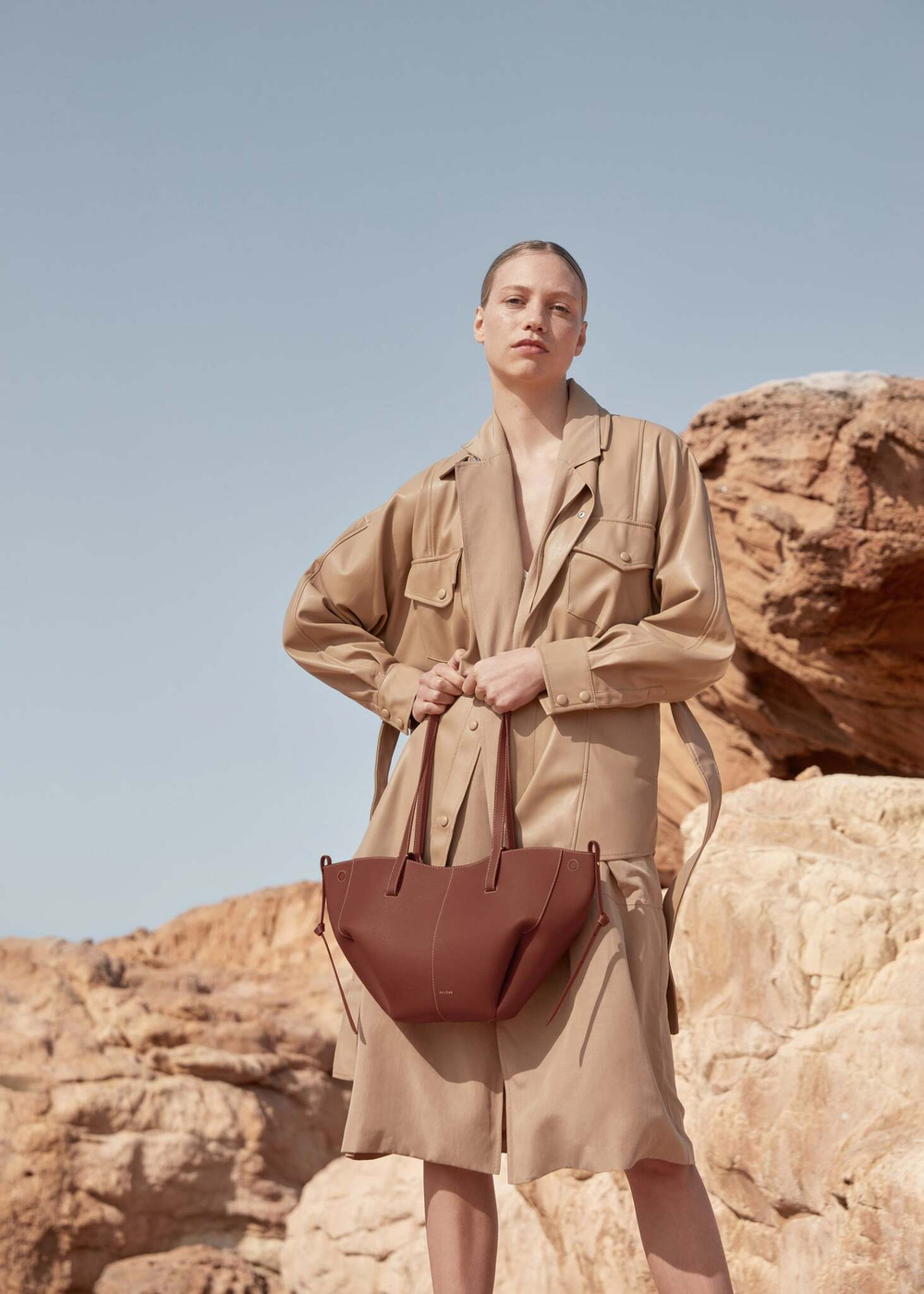 Сумка Polene Cyme Mini EDITION TEXTURED COGNAC