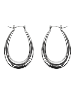 Серьги вытянутый овал, гладкий металл, серебро