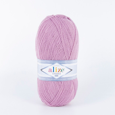 ALIZE "LANAGOLD 800", 49% шерсть, 51% акрил, 100 гр, 800 м, 505 пепельно-сиреневый