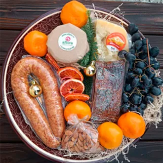 Подарочная тарелка деликатесов с сыром и мясом большая / 4,3 кг