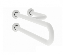 Поручень полукруглый неподвижный с 3 точками опоры Nofer  600 мм с антибактериальным покрытием белый левый 15048.WB