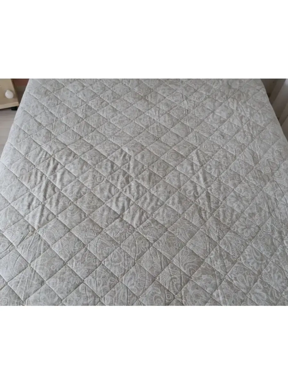 Наматрасник 200х200, на резинках, стёганный, хлопок, лен.