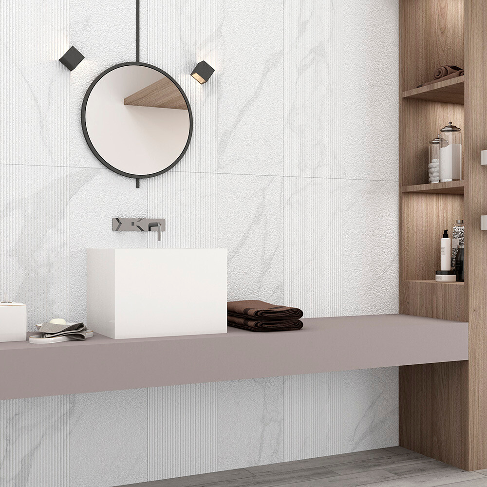 Керамогранит Lavelly Marble Relief белый матовый 1200х600х8,5 мм (2 шт.=1,44 кв.м)