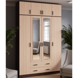 Шкаф для одежды и белья с антресолью Лагуна 160 см, венге/дуб молочный