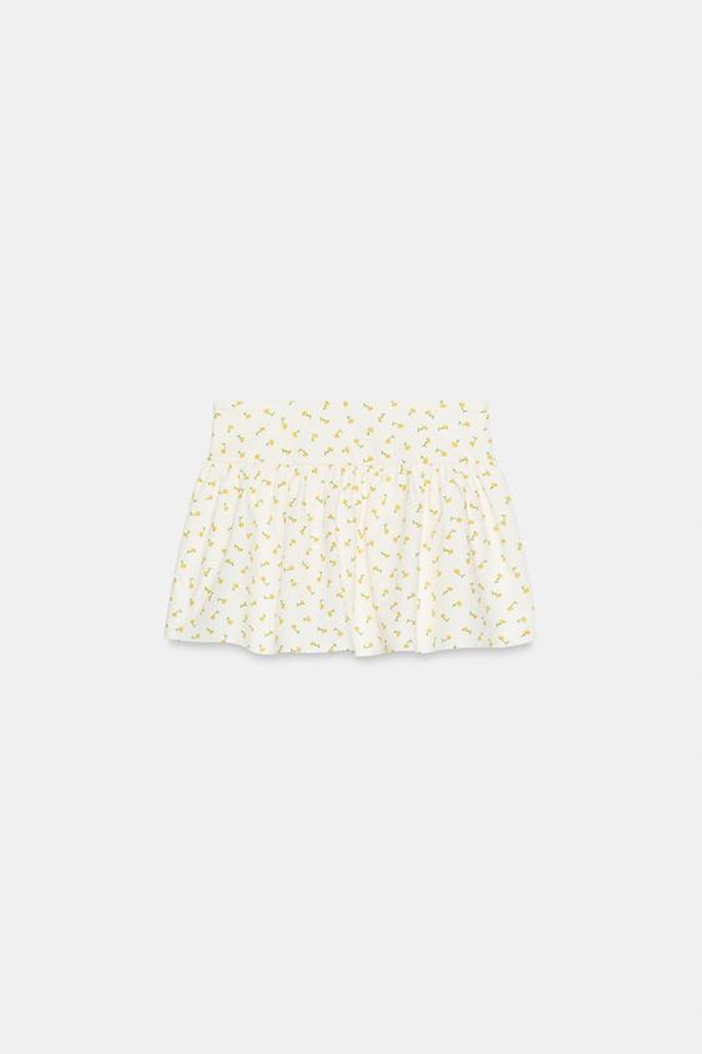 ZARA МИНИ-ЮБКА ИЗ ПОПЛИНА С ЦВЕТОЧНЫМ ПРИНТОМ, ЭКРЮ/ЖЕЛТЫЙ