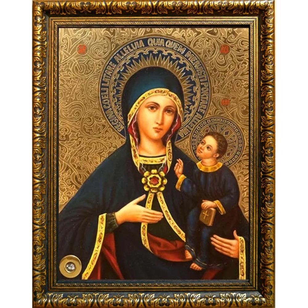 Армянская икона Божьей Матери на холсте с мощевиком.