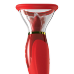 Двухсторонний вибростимулятор с помпой и язычком PipeDream Fantasy for Her Ultimate Pleasure Dual 24K Gold Luxury Edition Oral Sex Simulator Red 494315