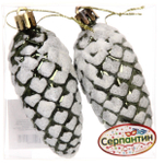 Ёлочные игрушки «Таинственное очарование» Шишки 9 см (набор 2шт), изумруд