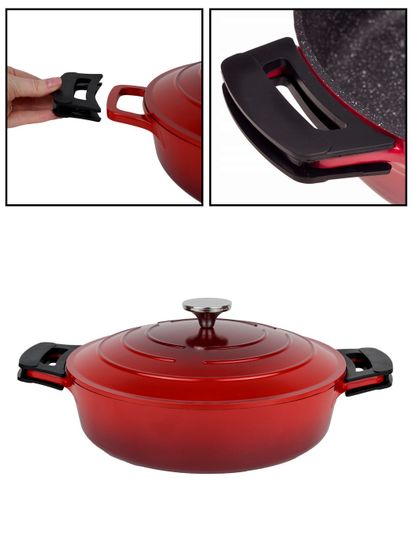 Кастрюля низкая 4 л. Kamille KM 4468 серия DUBLIN из литого алюминия с антипригарным покрытием с крышкой