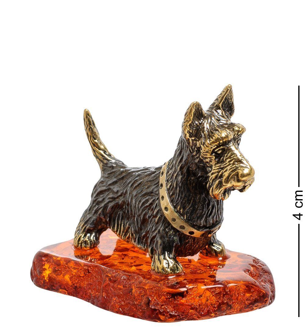 Народные промыслы AM-1843 Фигурка «Скотч терьер» (латунь, янтарь)