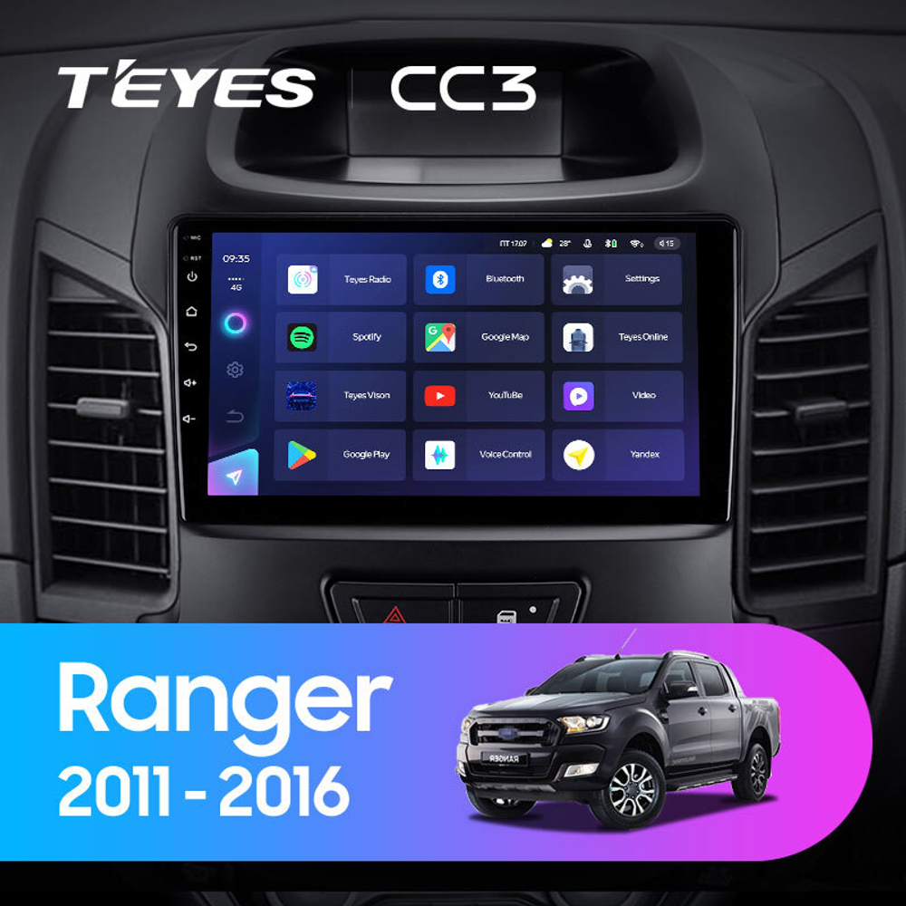 Teyes CC3 9"для Ford Ranger 2011-2016 (прав)