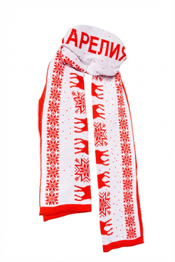 Вязаный шарф с карельскими узорами "Карелия"