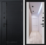 Дверь Входная Лабиринт ПИАНО С зеркалом Максимум Сандал белый  ЧЕРНАЯ ФУРНИТУРА