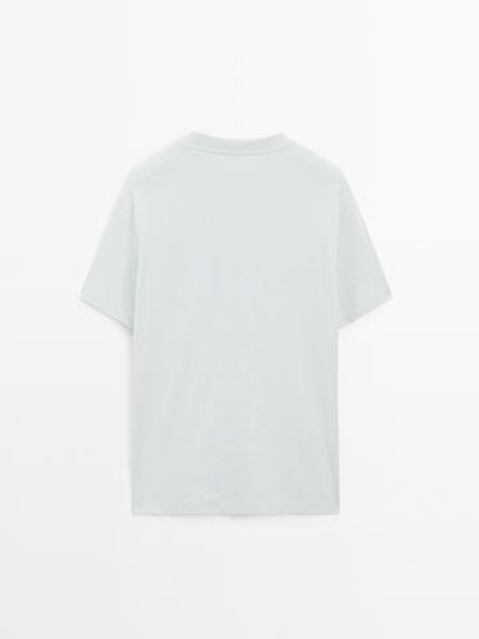 Massimo Dutti Хлопковая футболка-поло с короткими рукавами, бирюзовый