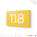 Номер на дверь 118, табличка на дверь для офиса, квартиры, кабинета, аудитории, склада, желтая 120х70 мм, Айдентика Технолоджи