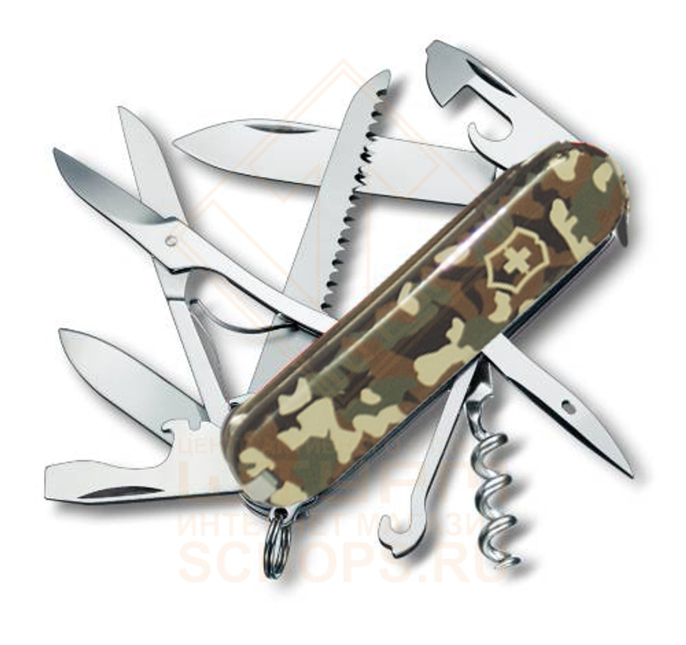 Нож многофункциональный Victorinox Huntsman 91 мм, Woodland