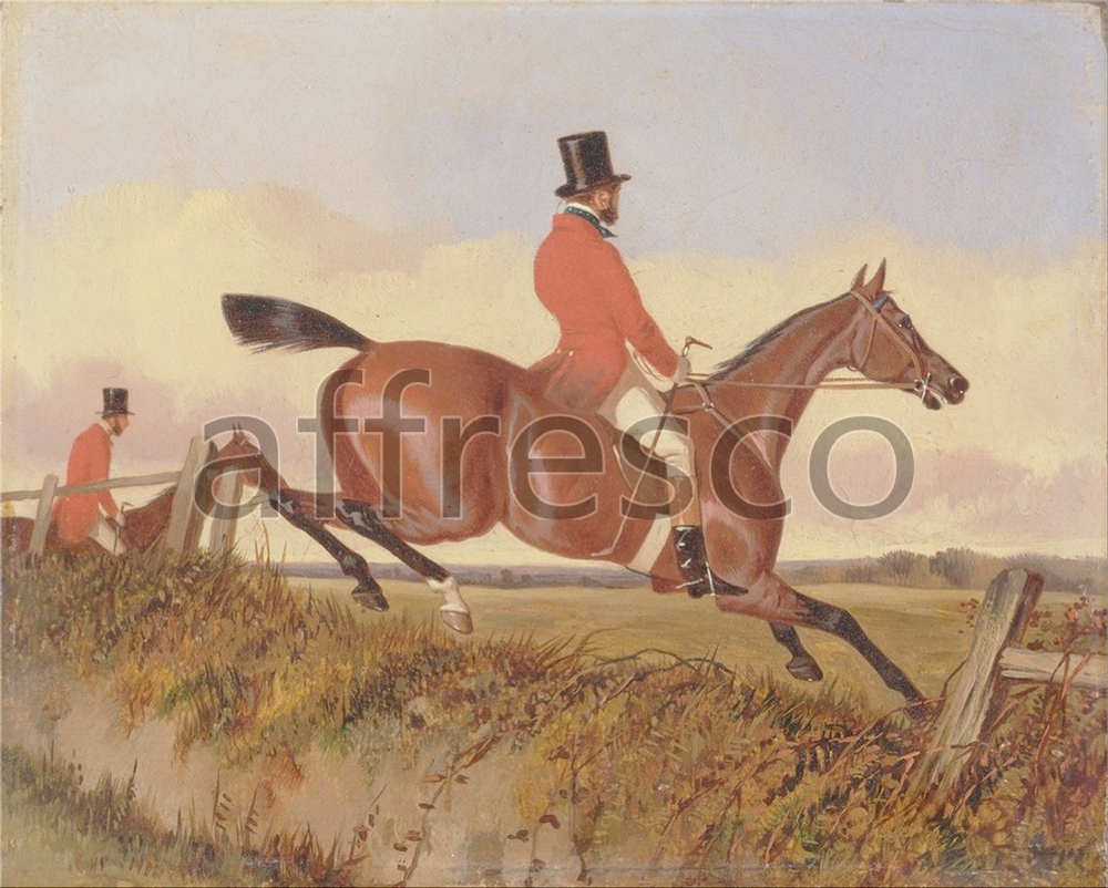 Фреска John Dalby, Foxhunting Clearing a Bank