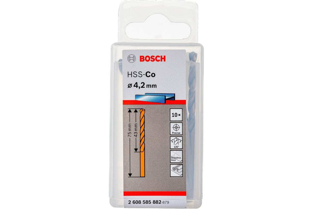 Сверло HSS-Co Standardline (10 шт; 4.2х75 мм; DIN 338) по металлу Bosch 2608585882