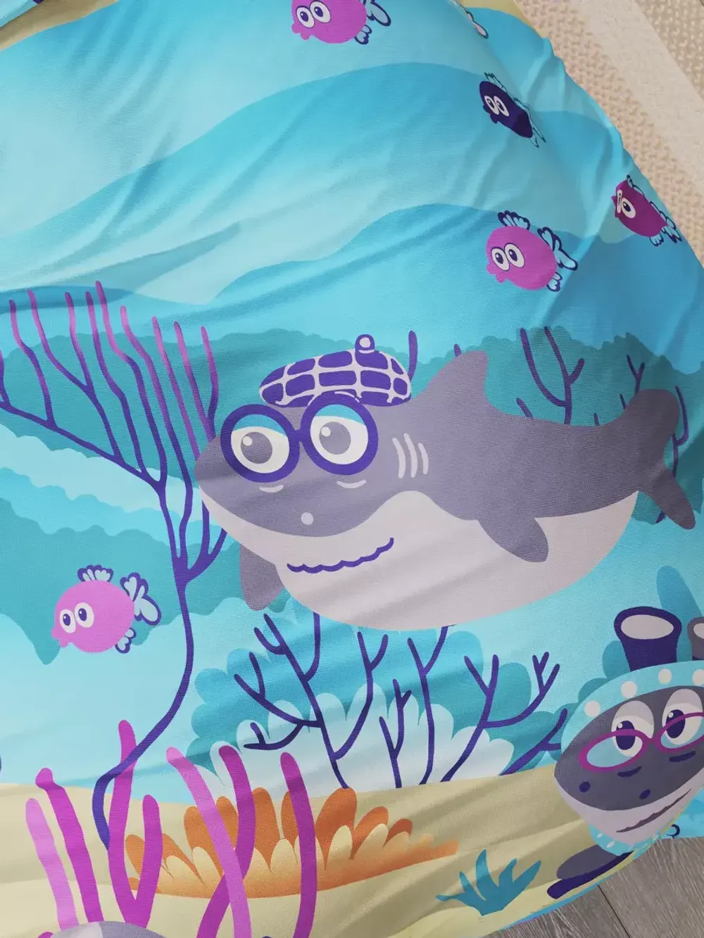 Пододеяльник бязь Сказка "Семья Акул" 1,5-спальный на молнии 145x205 см