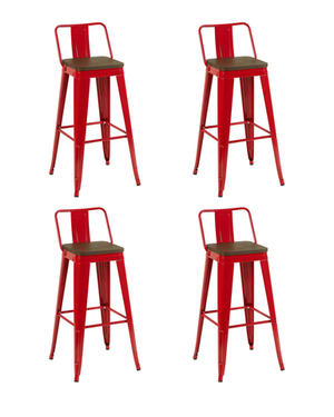 Стул барный TOLIX со спинкой красный глянцевый + темное дерево KD 4 шт.