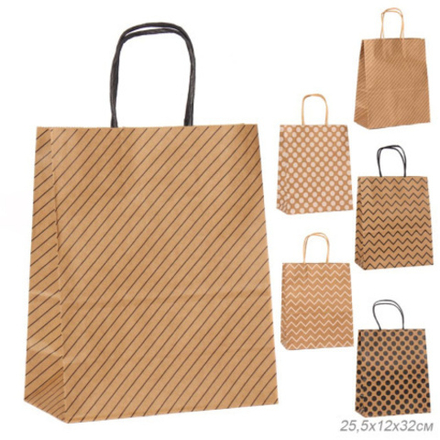 Пакет подарочный 26х32х12 см крафт/W100 L /уп 12/780/микс