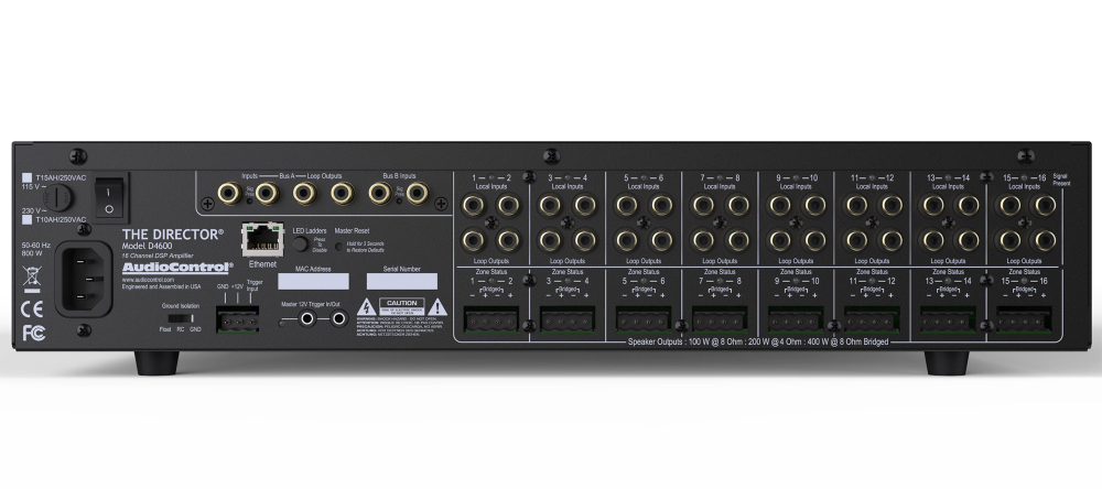 AudioControl Director Model D4600 — 16-канальный сетевой усилитель с DSP