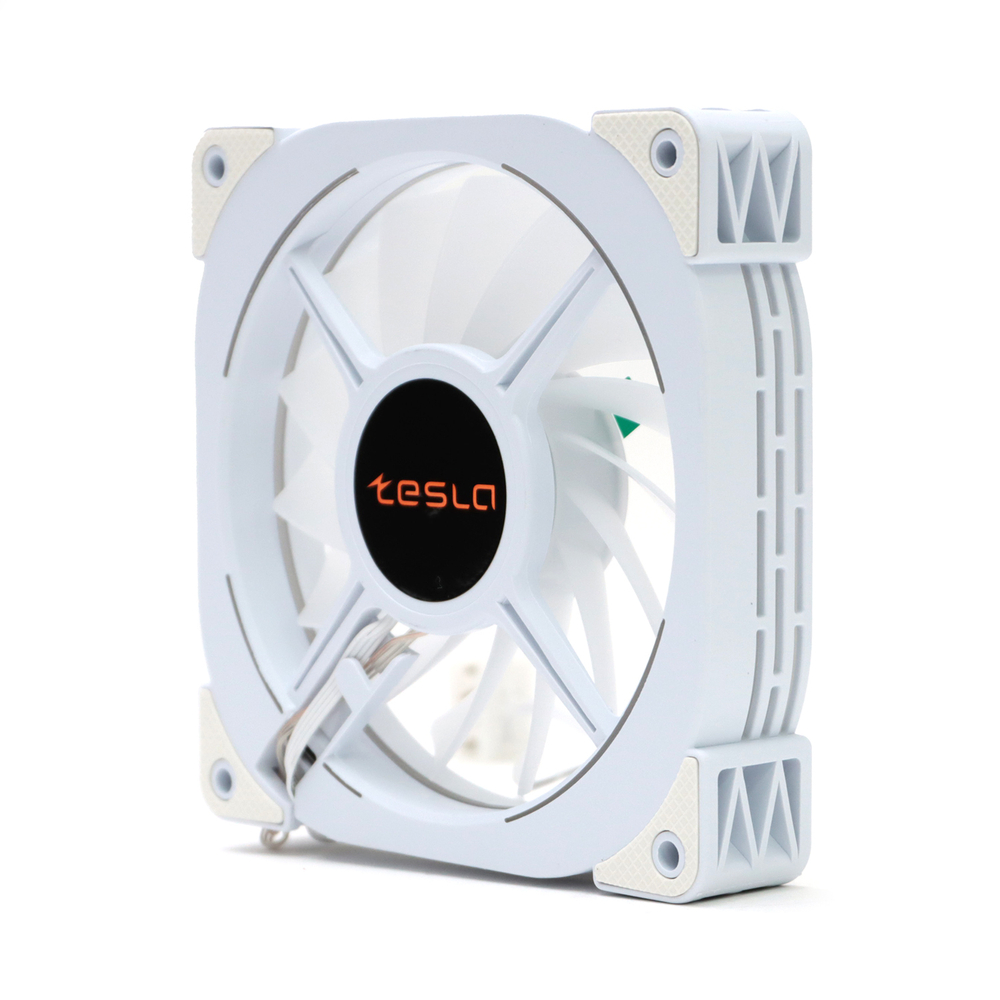 Вентилятор TESLA RGB120-XW, 120мм, 1200rpm, Molex, белый/RGB, 38CFM, 21дБ, антивибропрокладки, бесконечное зеркало, изменение скорости анимации подсветки (TSL-120-XW)