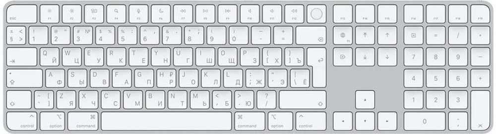 Беспроводная клавиатура Apple Magic Keyboard with Touch ID and Numeric Keypad русская (белый) (MK2C3)