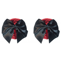 Красные пэстисы с черными бантиками Lola Pasties Burlesque Blaze Black 3637-01lola