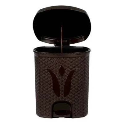 Ведро для мусора с педалью 11л Плетёнка (Шоколадный) (комплект 4 шт)