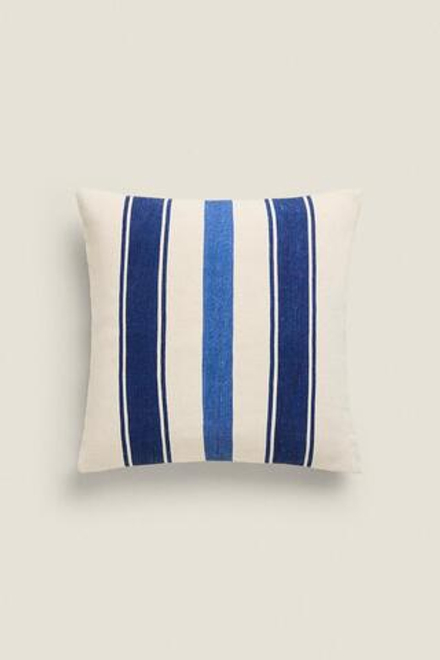 ZARA HOME ЧЕХОЛ НА ПОДУШКУ В ПОЛОСКУ, СИНИЙ