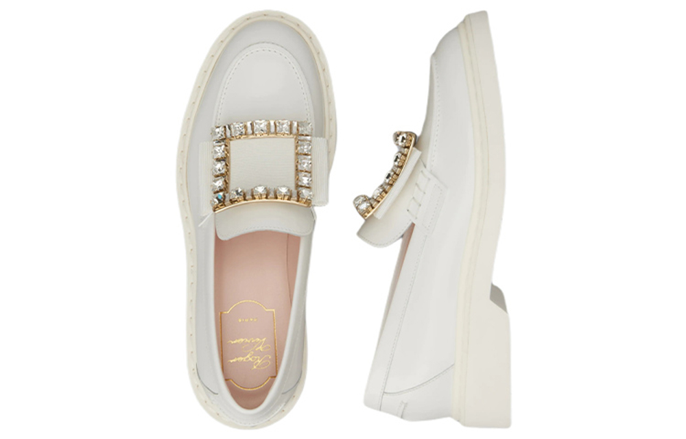 Roger Vivier Leather Loafers Women"s White