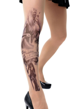 Колготки +size с принтом в виде соблазнительной девушки (Размер: XL-XXL-XXXL) (Цвет: бежевый)