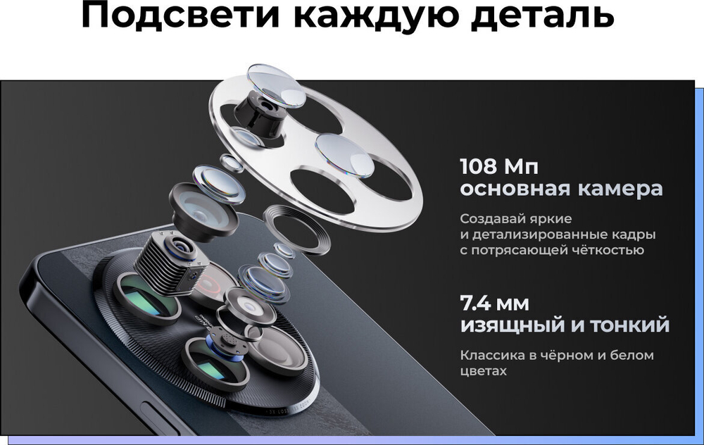 Смартфон TECNO SPARK 30 Pro 8/128ГБ (Ростест), Dual nano SIM, Obsidian Edge