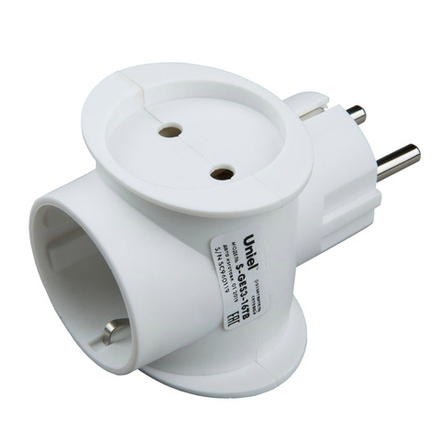 S-GES3-16TB Разветвитель сетевой. 3 гнезда с-з 1 гнездо. б-з 2 гнезда . 16А. 3500Ватт. Белый. ТМ Uniel