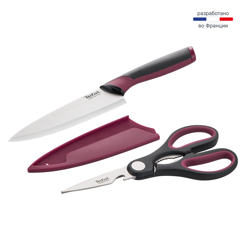 Набор из 2 предметов Tefal поварской нож 15 см + ножницы Tefal Comfort K250S225