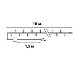 ULD-S1000-100-DGA MULTI-3 IP20 Гирлянда светодиодная. 10м. 100 светодиодов. Белый. желтый. зеленый. красный. розовый. синий свет. Провод зеленый. ТМ Uniel