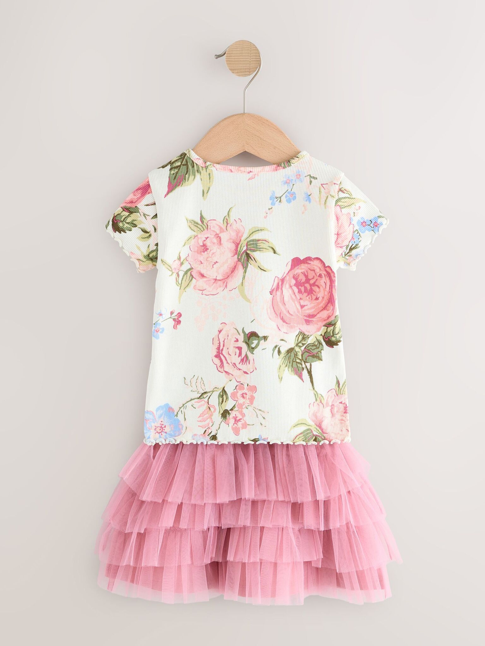 Футболка и юбка в комплекте для девочки Next 386-167, Розовый, Молочный