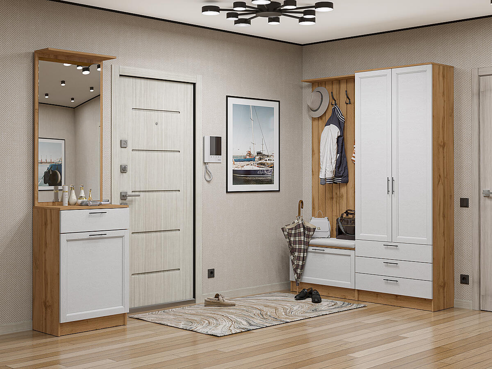 Прихожая Стиль-04 White Silkwood Дуб Вотан