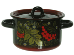 Кастрюля 1,5л "Рябина" черная с красным тонированием