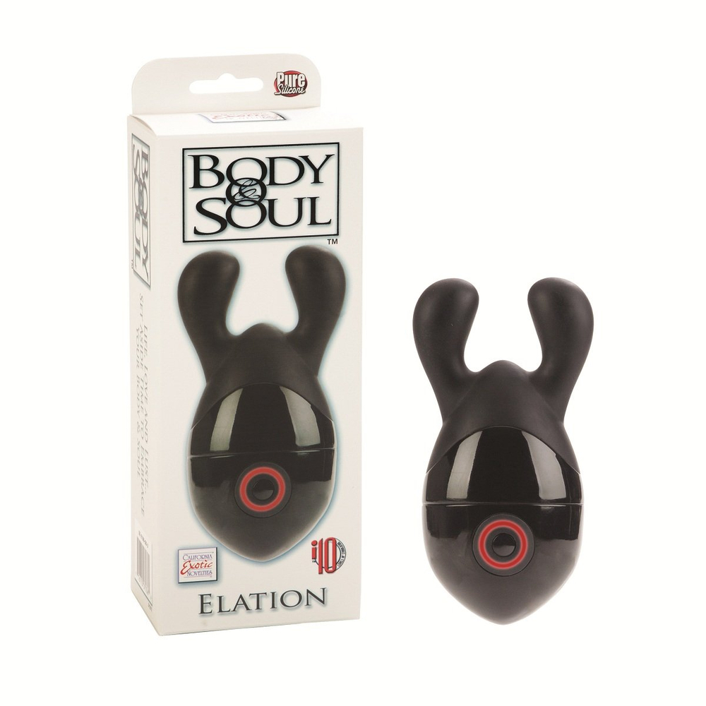 Чёрный вибромассажёр с ушками Body & Soul Elation Massagers (Цвет: черный)