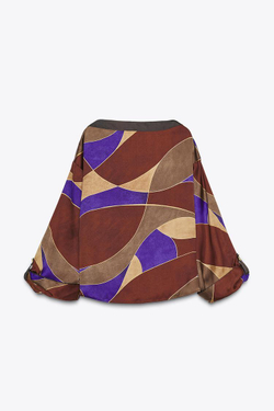 ZARA РУБАШКА ИЗ АТЛАСНОЙ ТКАНИ С ПРИНТОМ, РАЗНОЦВЕТНЫЙ