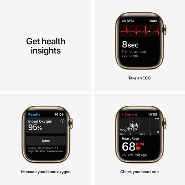 Умные часы Apple Watch Series 7 GPS + Cellular 45mm Gold Stainless Steel with Milanese Loop, Dark Cherry Sport Band (MKJF3, MKJX3)