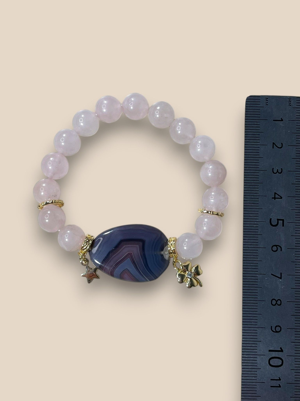 Браслет для Весов, агат и кварц, розовый