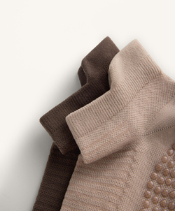 OYSHO Две пары носков-следков из смесового хлопка с высоким вырезом, мокко