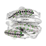 Кольцо Рыбы с Сапфирами, Цаворитами и Бриллиантами, R0251-1/2