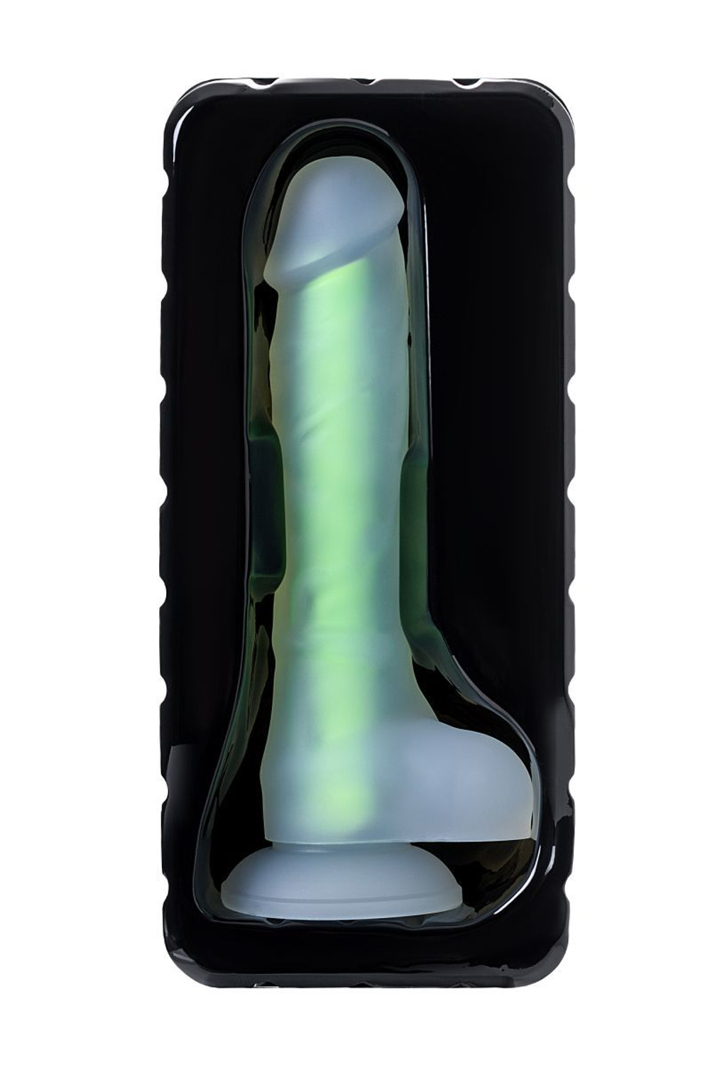 ToyFa Wade Glow 20 см – прозрачно-зеленый фаллоимитатор, светится в темноте, жидкий силикон